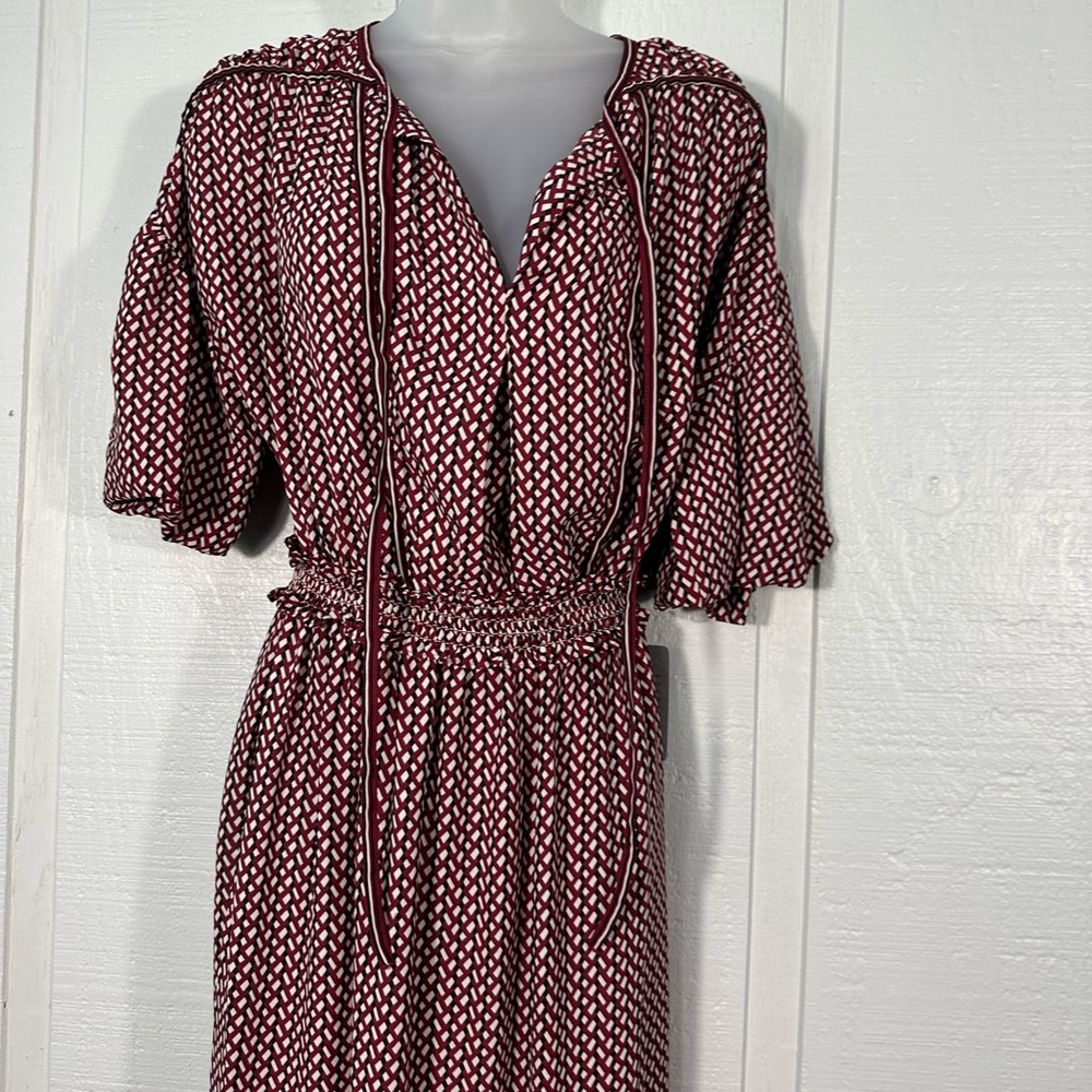 Max Studio Cream/Red Geo Print  Maxi Dress Size Small NWT - Picture 5 of 13